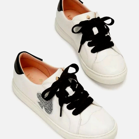 Kate Spade KS Fez Glitz White Leather Sneakers  Womens 9.5 AUTHENTIC - Picture 2 of 7